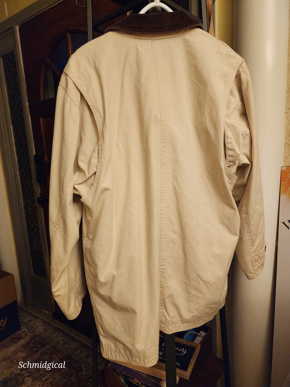 Vintage Lands' End Women's Cream Barn Chore Jacket with Brown Corduroy Collar - Picture 6 of 7